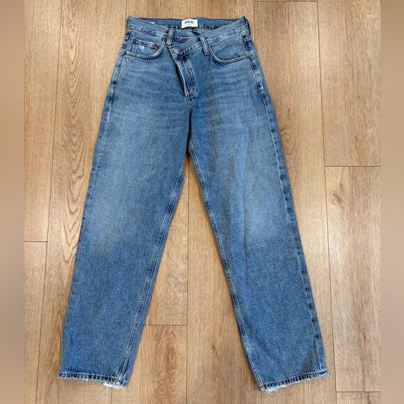 Agolde Denim - AGOLDE High Rise Straight Leg Jeans Button Fly Light Wash Size 25